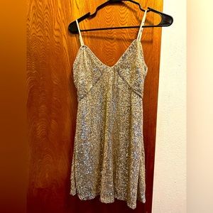 Francesca’s gold mini sequin dress